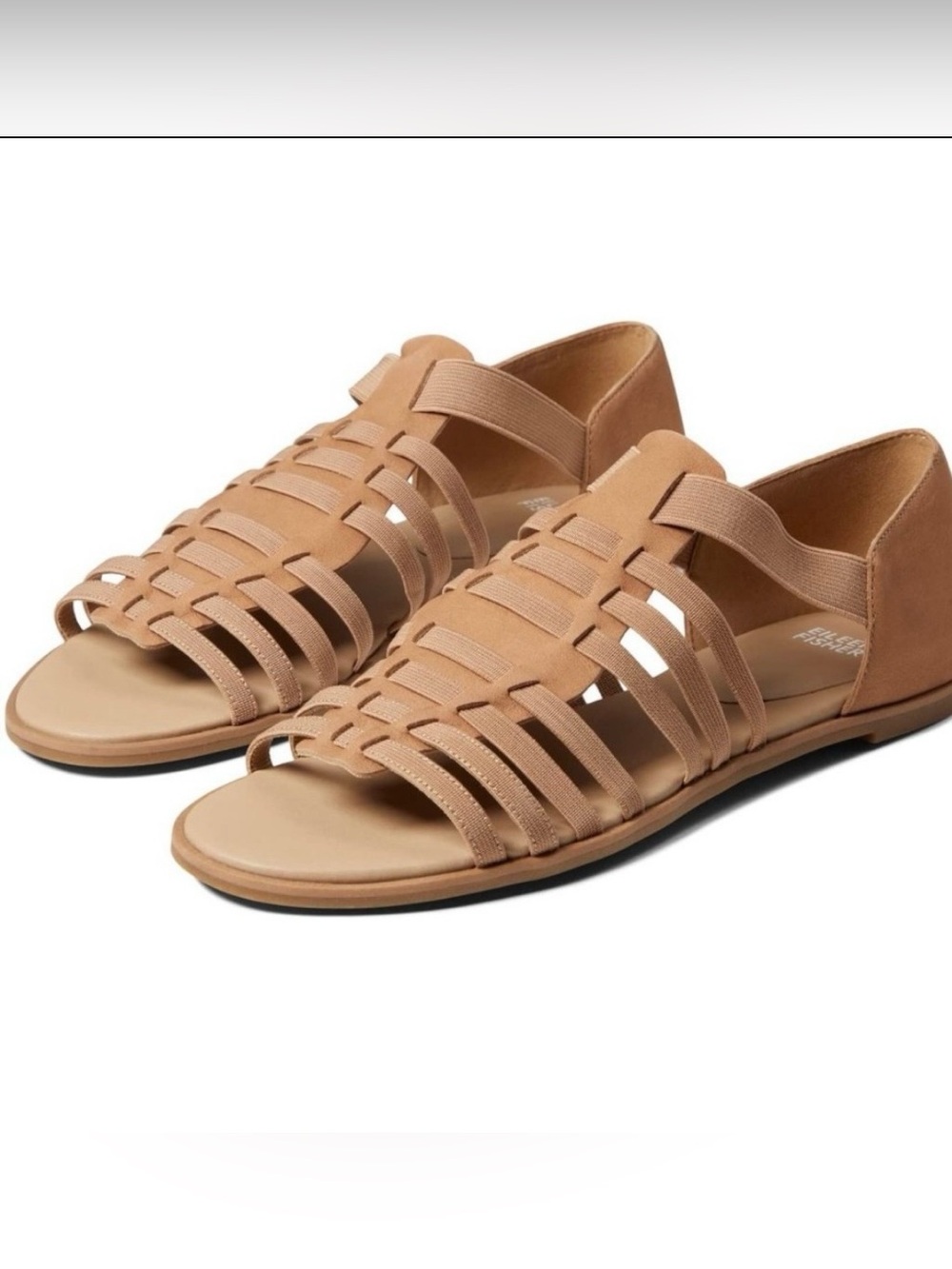 Eileen Fisher Rato Honey Nubuck Slip on Strappy Sandals Size 8